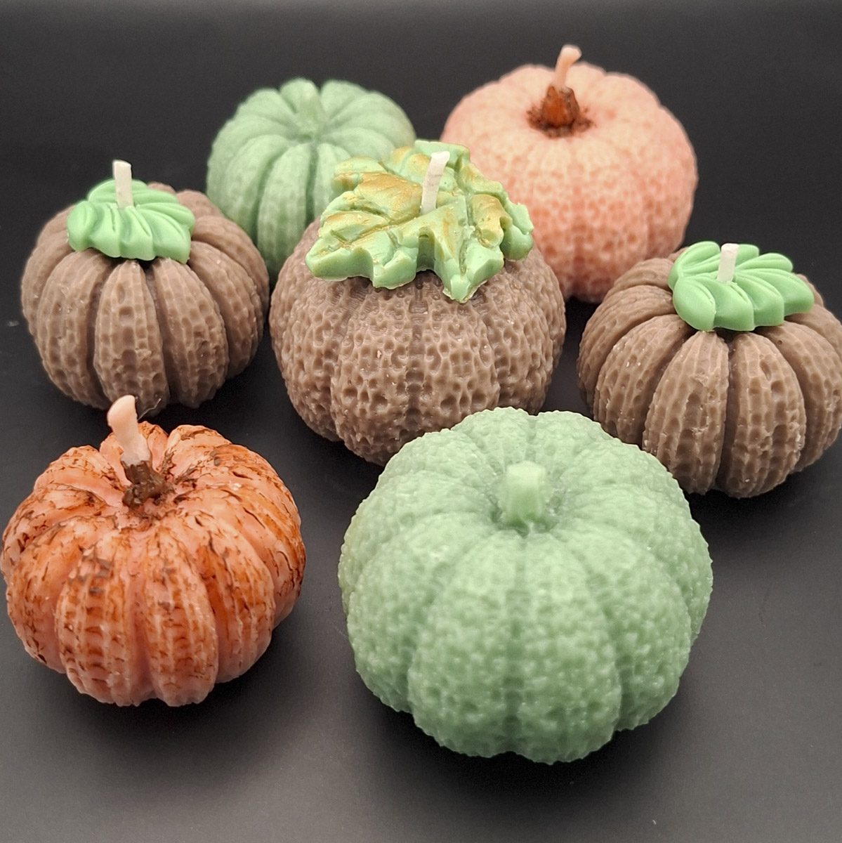 Pumpkins on black