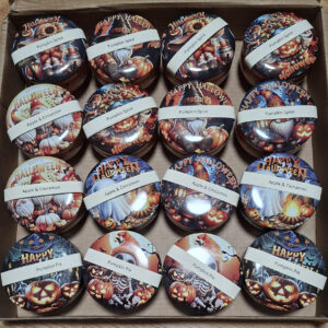 Halloween aroma candles in tin 16pcs