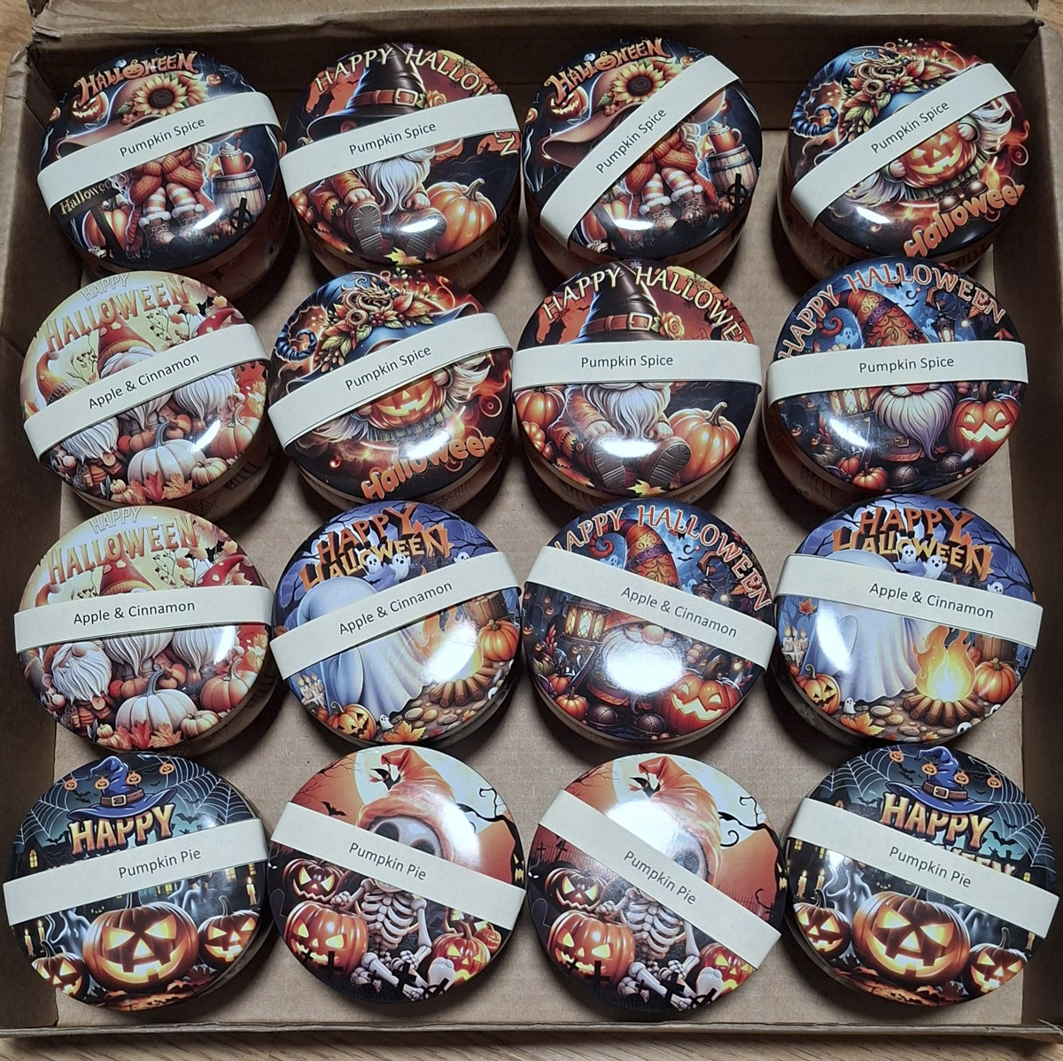 Halloween aroma candles in tin 16pcs