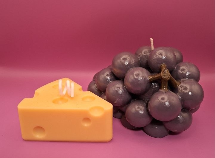 Candle Cheese and grapes